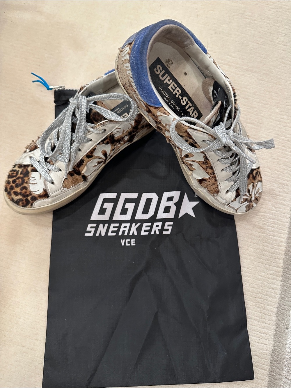 Golden Goose Super-Star Leopard Floral Sneakers - Blue Heel